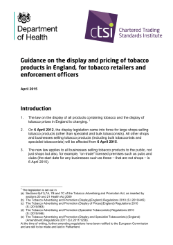 Guidance on the display and pricing of tobacco products in England