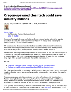 Oregonspawned cleantech could save industry