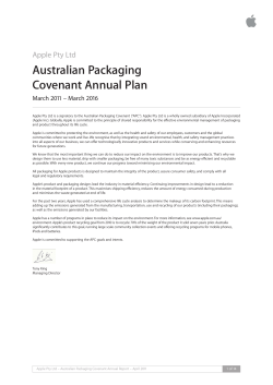 Australian Packaging Covenant Annual Plan