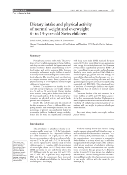 Dietary intake and physical activity of normal weight and overweight