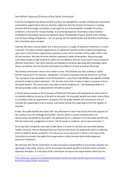 Dear William Shawcross (Chairman of the Charity Commission) A