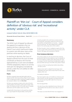 Plaintiff on `thin ice` - Court of Appeal considers definition of `obvious