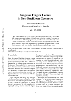 Singular Fr&eacute;gier Conics in Non-Euclidean
