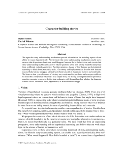 Character-building stories - Advances in Cognitive Systems