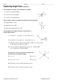 Exploring Angle Pairs Assignment