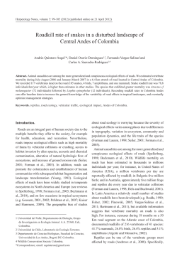 Roadkill rate of snakes in a disturbed landscape of Central Andes of