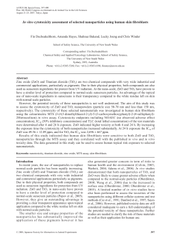 In vitro cytotoxicity assessment of selected nanoparticles