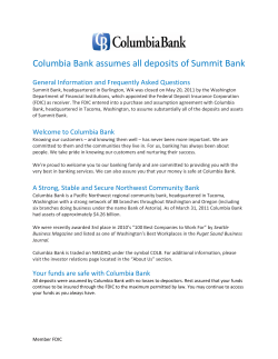 Columbia Bank assumes all deposits of Summit Bank