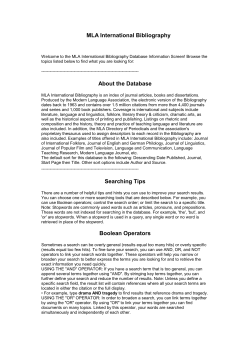 MLA International Bibliography About the Database Searching Tips