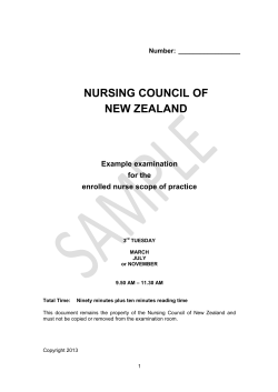 NURSING COUNCIL OF NEW ZEALAND Example examination for