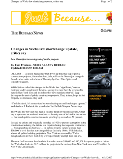 Changes in Wicks law shortchange upstate, critics say