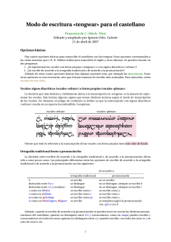 Modo de escritura &laquo;tengwar&raquo; para el castellano