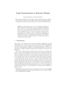 Graph Transformation in Molecular Biology*