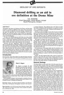 Diamond drilling as an aid in ore definition at the Dome Mine