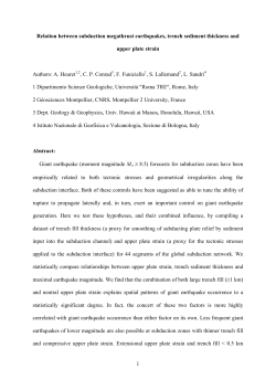 Relation between Subduction Megathrust Earthquake, Sediment Thi