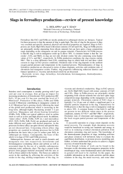 Slags in ferroalloys production&mdash;review of present knowledge