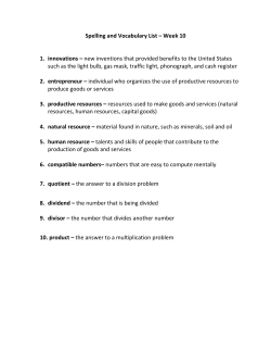 Spelling and Vocabulary List &ndash; Week 10 1. innovations &ndash; new