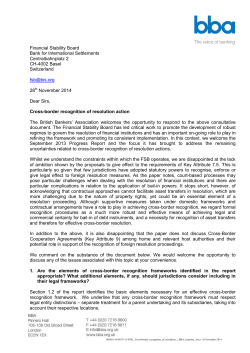 (BBA) on Cross-border Recognition of Resolution Actions