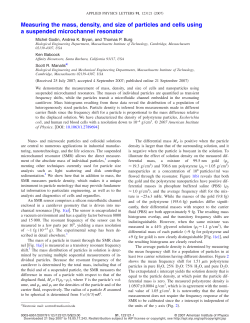 Measuring the mass, density, and size of particles - Manalis Lab