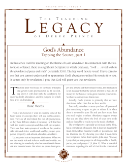 God`s Abundance: Tapping the Source, Part 1