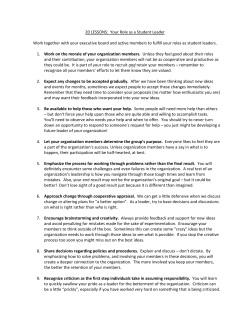 20 LESSONS: Your Role as a Student Leader Work together with