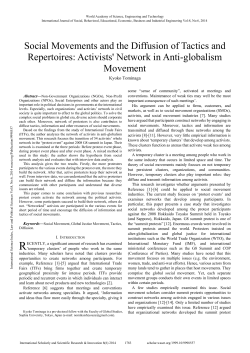 Social Movements and the Diffusion of Tactics and Repertoires