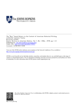 The "New" Social History in the Context of American Historical Writing