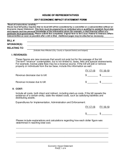 HOUSE OF REPRESENTATIVES 2017 ECONOMIC IMPACT