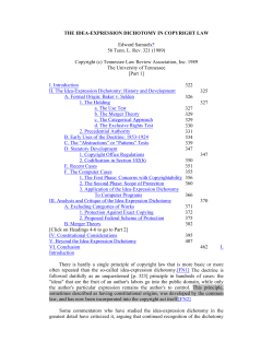 The Idea - Expression Dichotomy in CopyRight Law