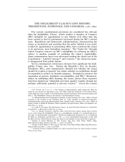 the ineligibility clause`s lost history: presidential patronage and