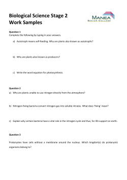 Biological Science Stage 2 Work Samples