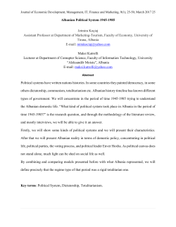 Albanian Political System 1945-1985 Jetmira Koçiaj Assistant