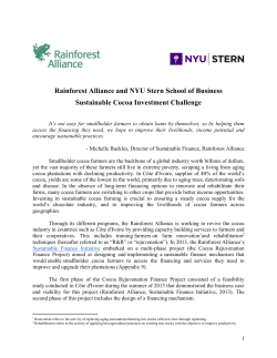 Rainforest Alliance- NYU Stern Cocoa Investment Challenge