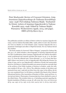 Piotr Muchowski: Review of Urzeczeni Orientem. Listy Ananiasza