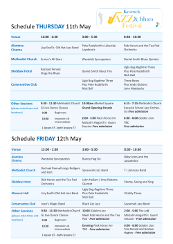 Schedule THURSDAY 11th May Schedule FRIDAY 12th May