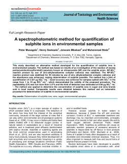 A spectrophotometric method for quantification of sulphite ions in