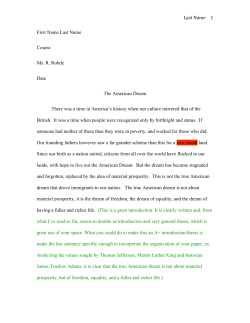 Last Name 1 First Name Last Name Course Ms. R. Rohde Date The