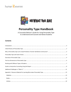 Personality Type Handbook
