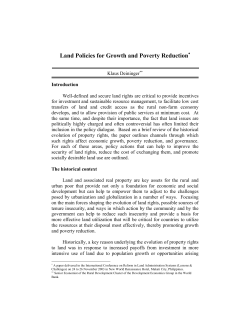 Land Policies for Growth and Poverty Reduction