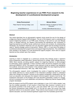 Beginning teacher experiences in Lao PdR: From research to the