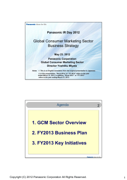 1. GCM Sector Overview 2. FY2013 Business Plan 3