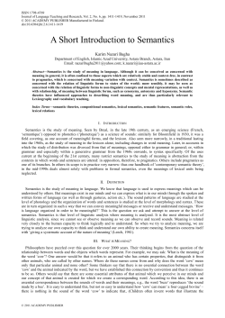 A Short Introduction to Semantics
