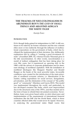 the trauma of neo-colonialism in arundhati roy`s the god of small