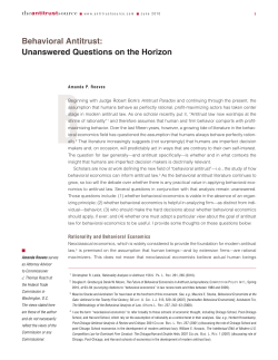 Behavioral Antitrust: Unanswered Questions on the Horizon