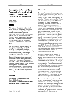 Management Accounting Research: An Analysis of Recent Themes