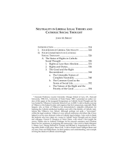 Neutrality in Liberal Legal Theory and Catholic