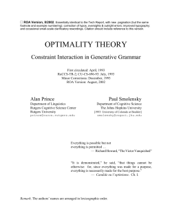 optimality theory - Rutgers Optimality Archive
