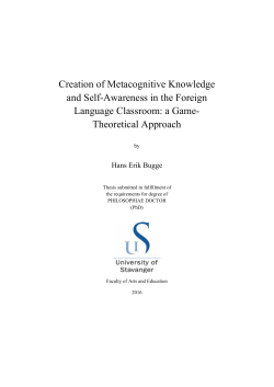 Creation of Metacognitive Knowledge and Self