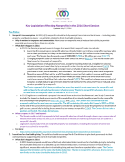 Key Legislation Affecting Nonprofits in the 2016 Short Session