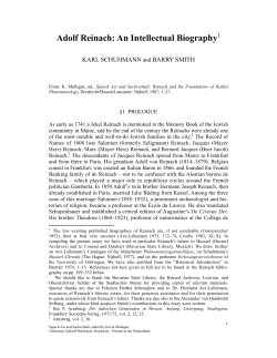 Adolf Reinach: An Intellectual Biography